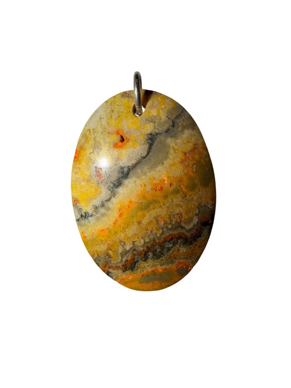 Oval bumble-bee Jasper Stone Pendant 925 link pendant